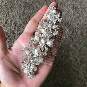 Bridal hair piece, crystal and pearl